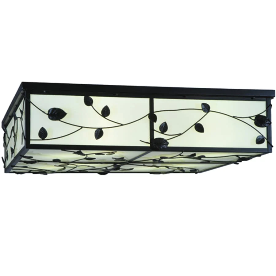 Meyda Tiffany Ivy 8 Light 51" Wide Flush Mount Square Ceiling Fixture - Textured Black Finish - GU24 Bulb Base - Image 1