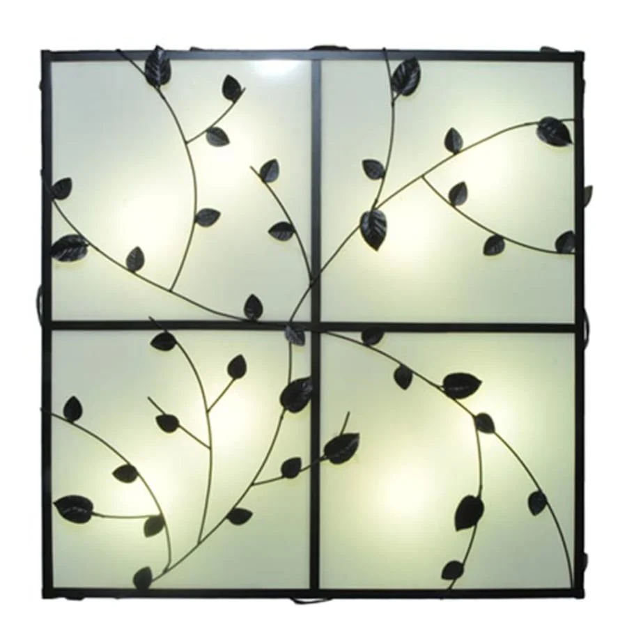 Meyda Tiffany Ivy 8 Light 51" Wide Flush Mount Square Ceiling Fixture - Textured Black Finish - GU24 Bulb Base - Image 2