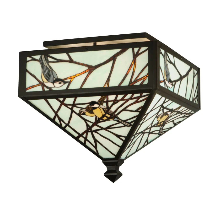 Meyda Tiffany 20.5" Square Backyard Friends Flush Mount Ceiling Fixture - Image 1