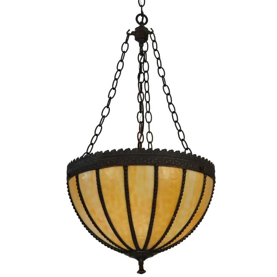 Meyda Tiffany 17" W Gothic Beige Inverted Pendant - Image 1