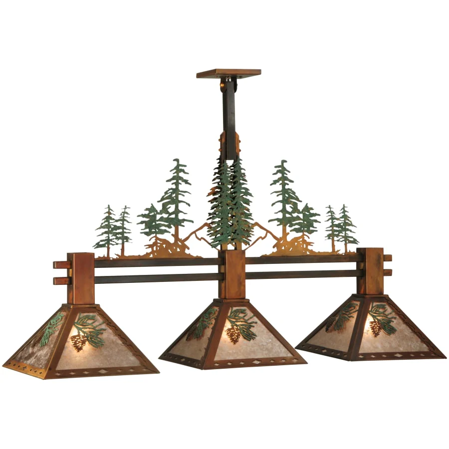 Meyda Tiffany 44.25" L Winter Pine 3 Light Island Chandelier - Image 1