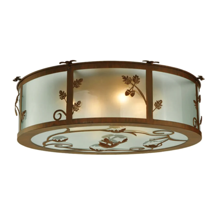 Meyda Tiffany Oak Leaf and Acorn 4 Light 30" Wide Flush Mount Drum Ceiling Fixture - Image 1