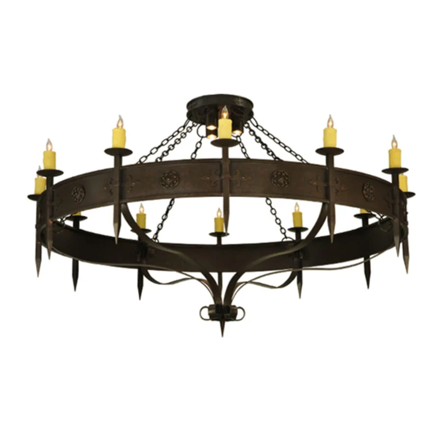 Meyda Tiffany Warwick 12 Light 72" Wide Taper Candle Style Chandelier - Gilded Tobacco Finish - Image 1