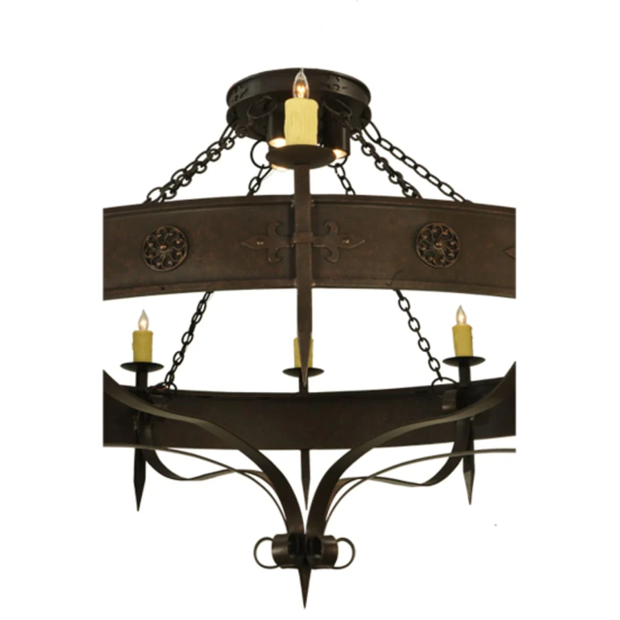 Meyda Tiffany Warwick 12 Light 72" Wide Taper Candle Style Chandelier - Gilded Tobacco Finish - Image 2