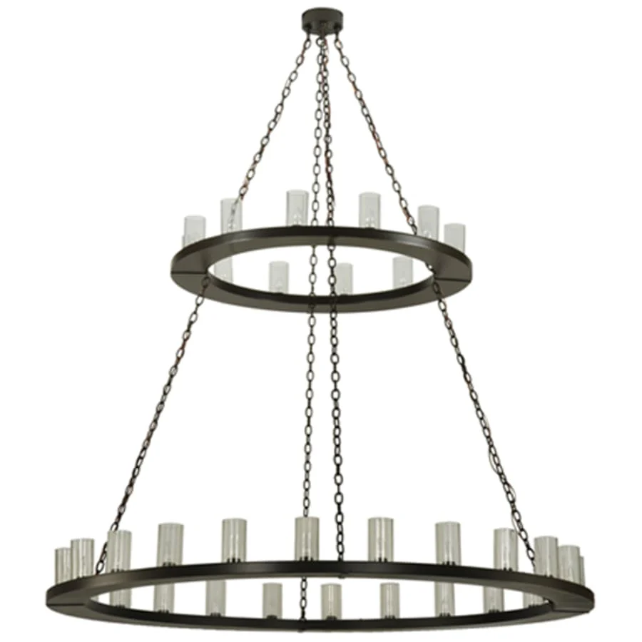 Meyda Tiffany Loxley 36 Light 72" Wide Pillar Candle Style Chandelier with Clear, Seedy Glass Shades - Timeless Bronze Finish - Image 3