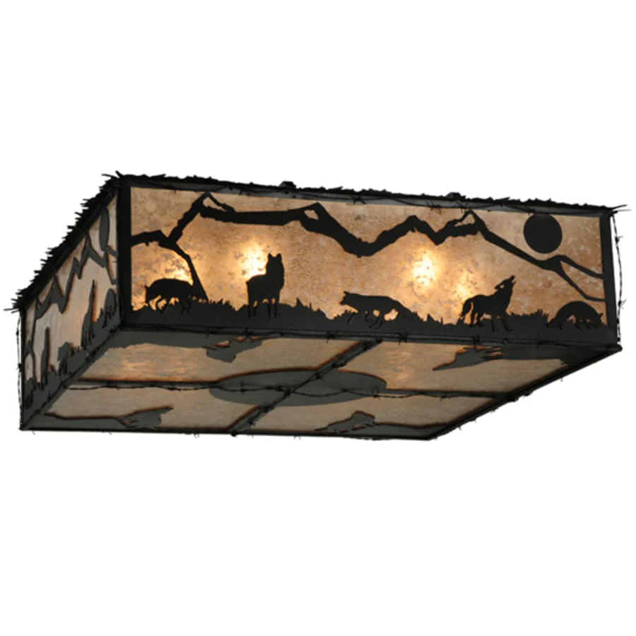 Meyda Tiffany Wolf on the Loose 8 Light 51" Wide Flush Mount Square Ceiling Fixture - Image 1