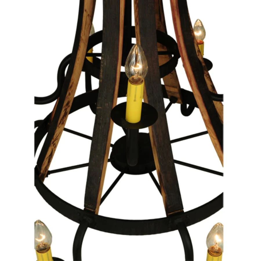Meyda Tiffany Barrel Stave Madera 12 Light 44" Wide Wrought Iron Candle Style Chandelier - Image 2
