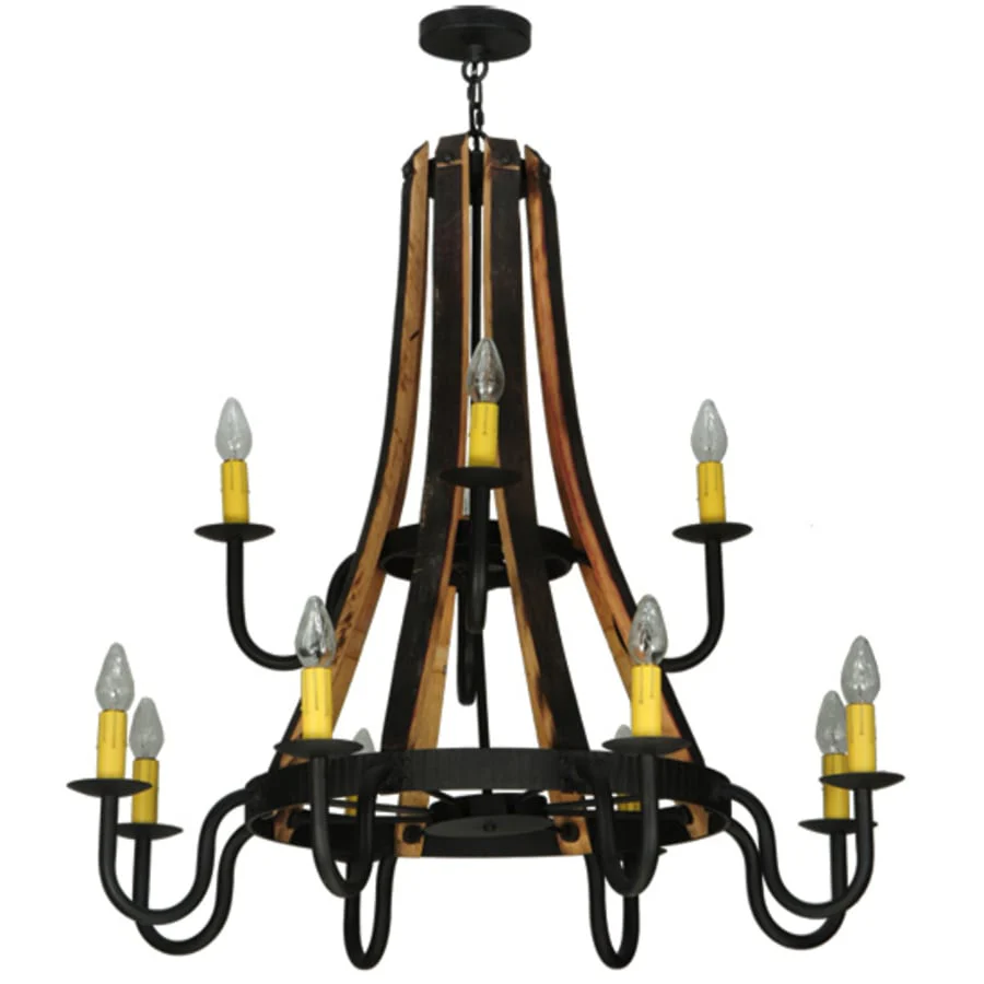 Meyda Tiffany Barrel Stave Madera 12 Light 44" Wide Wrought Iron Candle Style Chandelier - Image 3