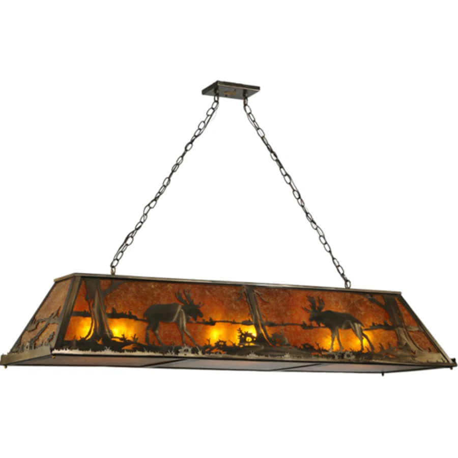 Meyda Tiffany Moose at Lake 9 Light 61" Wide Linear Pendant - Image 3