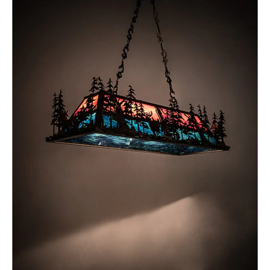Meyda Tiffany Deer through the Trees 9 Light 50" Wide Linear Pendant - Image 1