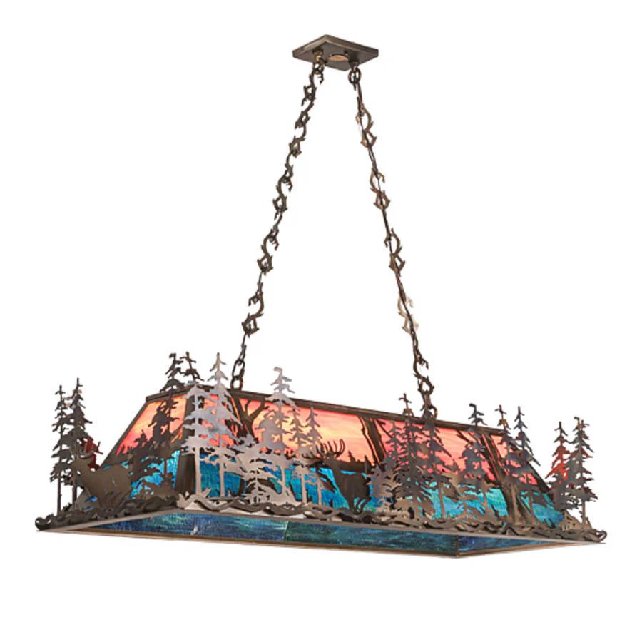 Meyda Tiffany Deer through the Trees 9 Light 50" Wide Linear Pendant - Image 2