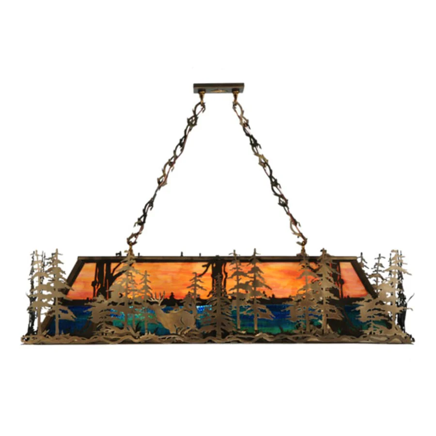 Meyda Tiffany Deer through the Trees 9 Light 50" Wide Linear Pendant - Image 3
