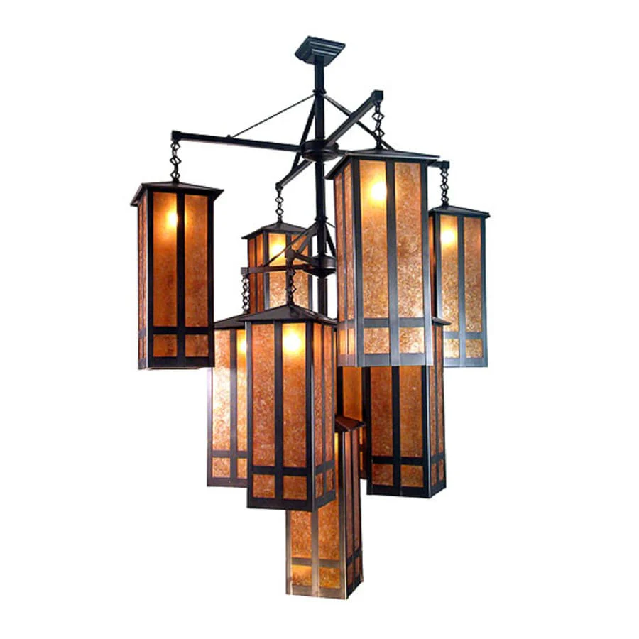 Meyda Tiffany Church Street 9 Light 47" Wide Chandelier with Brown Glass Shade - Image 1