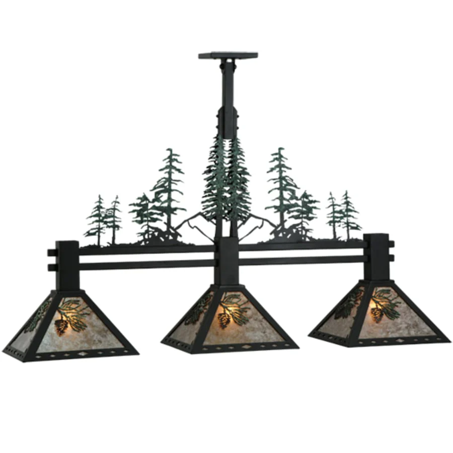 Meyda Tiffany Winter Pine 3 Light 45" Wide Linear Pendant - Image 1