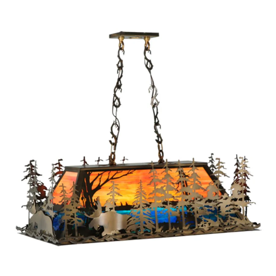 Meyda Tiffany Moose through the Trees 6 Light 35″ Wide Linear Pendant