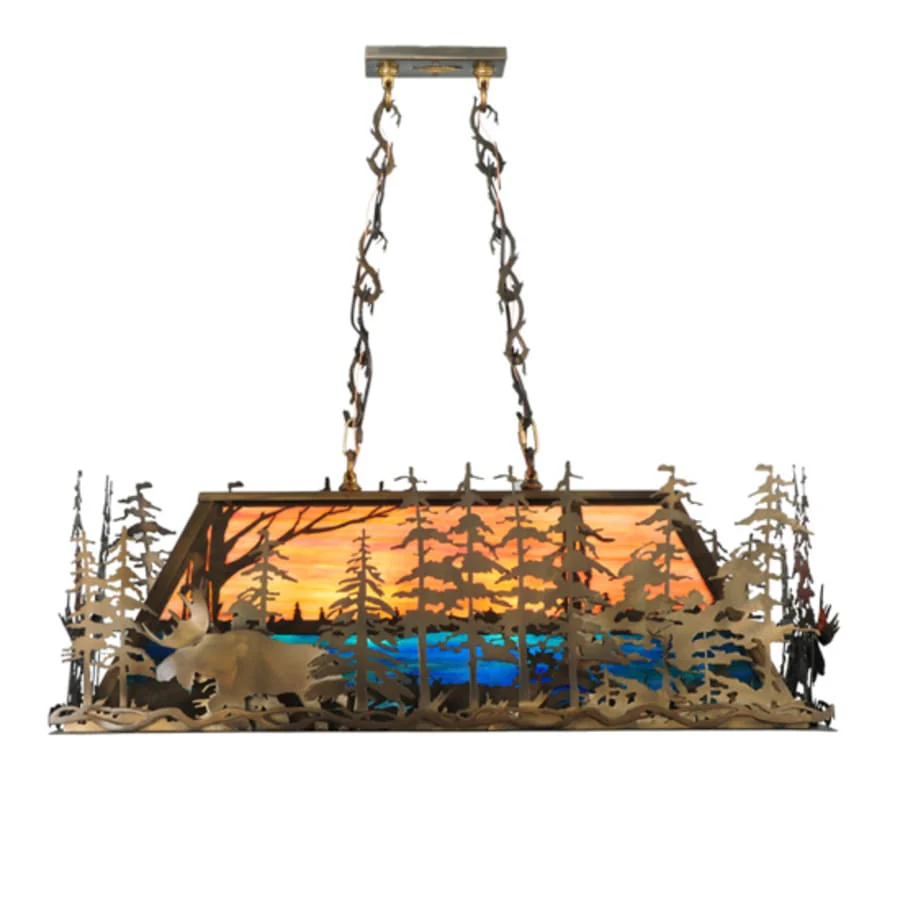 Meyda Tiffany Moose through the Trees 6 Light 35" Wide Linear Pendant - Image 3