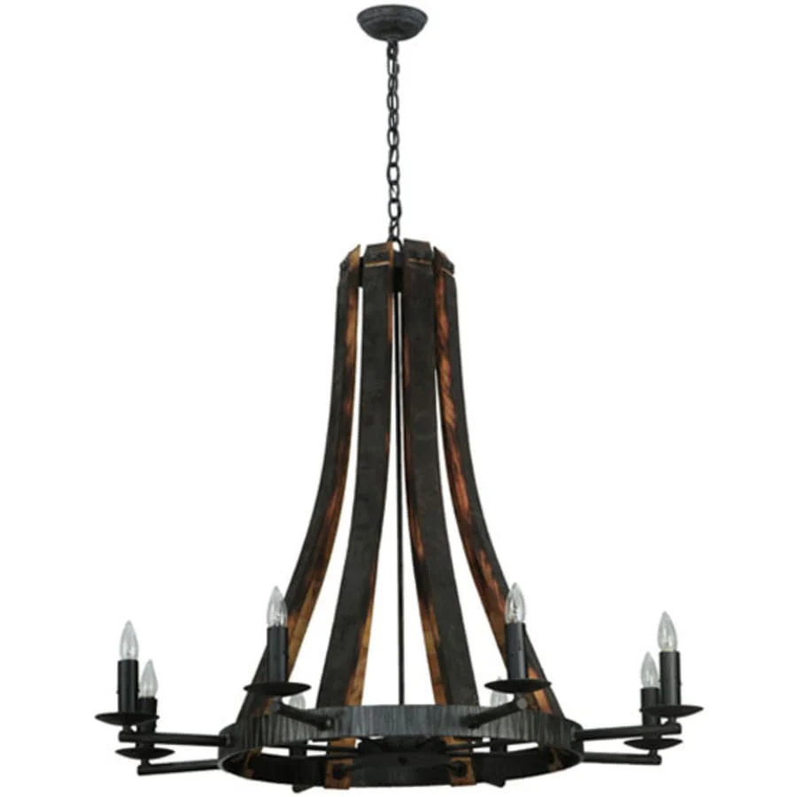 Meyda Tiffany Barrel Stave Madera 8 Light 42" Wide Taper Candle Style Chandelier - Natural Wood Finish - Image 2