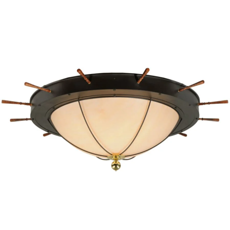 Meyda Tiffany Nautical 12 Light 74" Wide Flush Mount Bowl Ceiling Fixture with Faux Alabaster Shade - Oil Rubbed Bronze Finish - Image 1