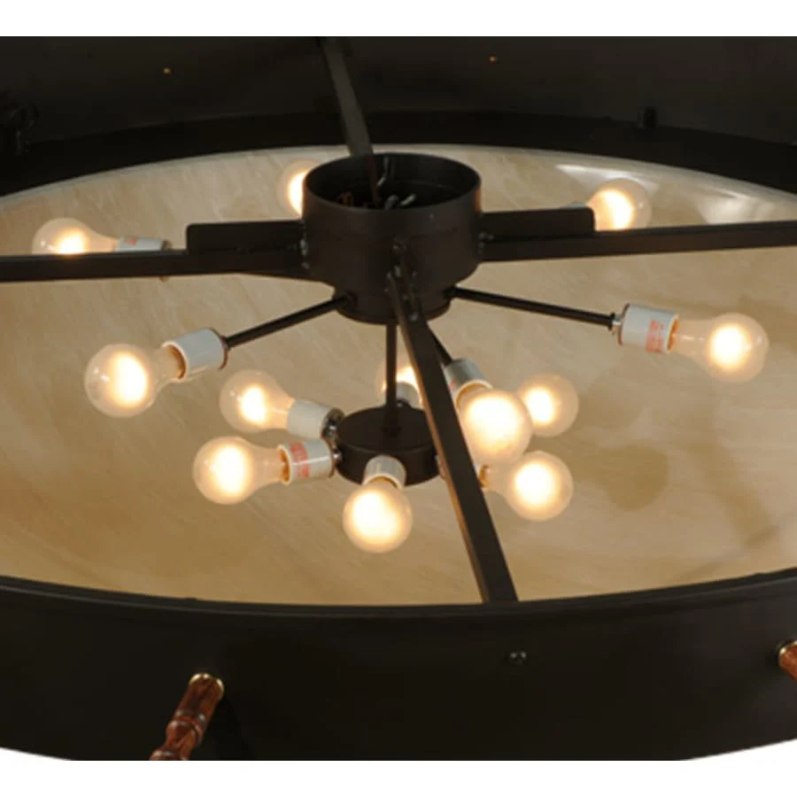 Meyda Tiffany Nautical 12 Light 74" Wide Flush Mount Bowl Ceiling Fixture with Faux Alabaster Shade - Oil Rubbed Bronze Finish - Image 3