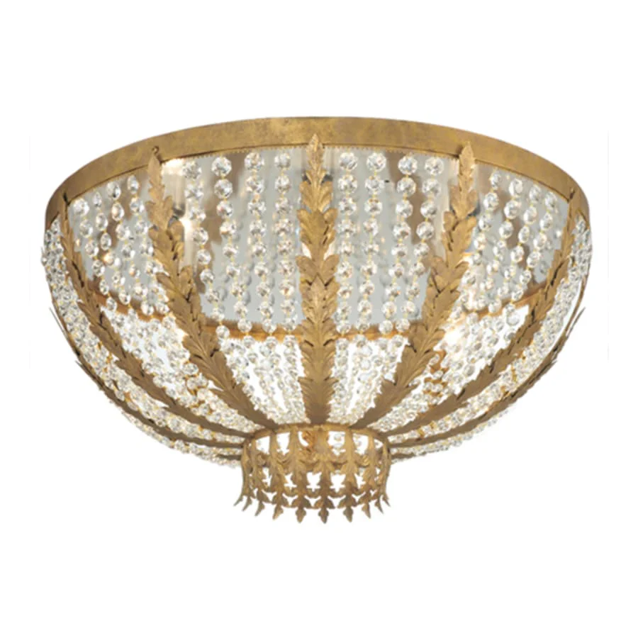 Meyda Tiffany Chrisanne 5 Light 33" Wide Flush Mount Bowl Ceiling Fixture - Pompeii Gold Finish - Image 1