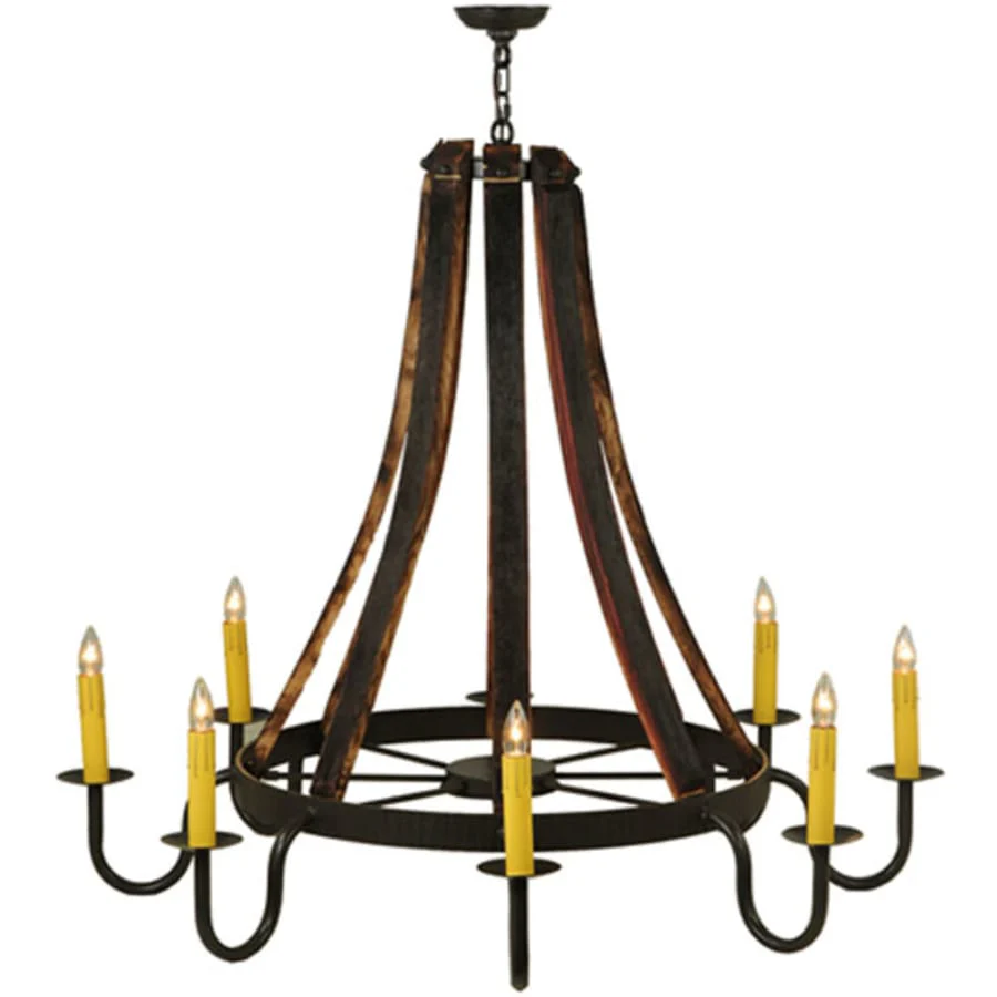 Meyda Tiffany Barrel Stave Madera 8 Light 48" Wide Taper Candle Style Chandelier - Natural Wood / Timeless Bronze Finish - Image 2