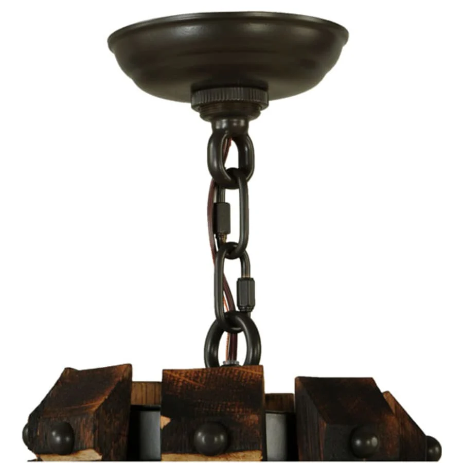 Meyda Tiffany Barrel Stave Madera 8 Light 48" Wide Taper Candle Style Chandelier - Natural Wood / Timeless Bronze Finish - Image 3