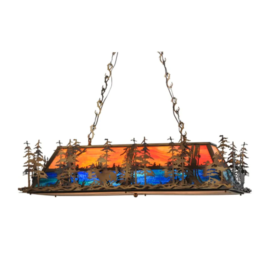 Meyda Tiffany Deer through the Trees 6 Light 52" Wide Linear Pendant - Image 1