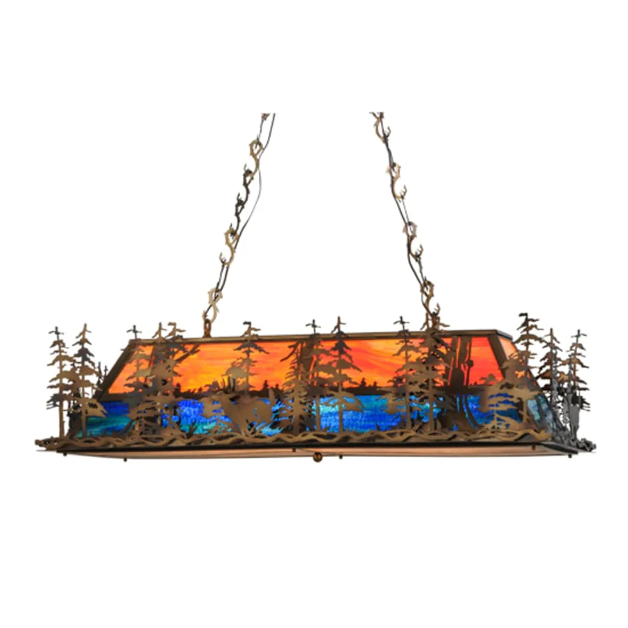 Meyda Tiffany Deer through the Trees 6 Light 52" Wide Linear Pendant - Image 3