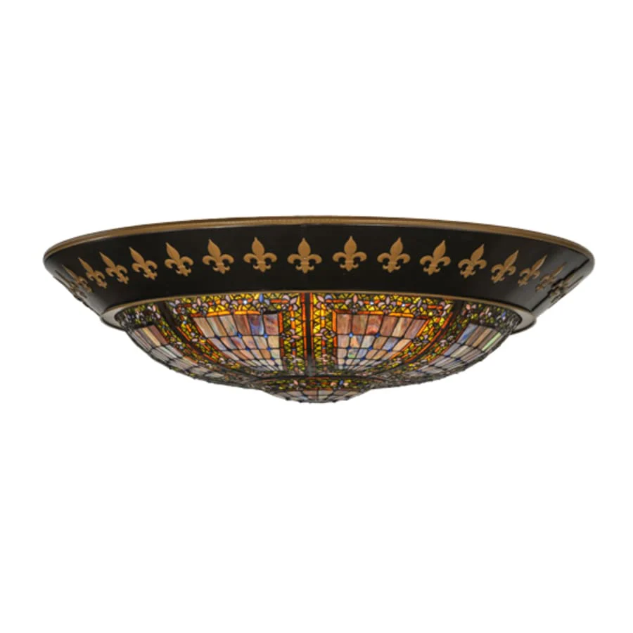Meyda Tiffany Fleur-de-lis 8 Light 53" Wide Flush Mount Bowl Ceiling Fixture - Image 1