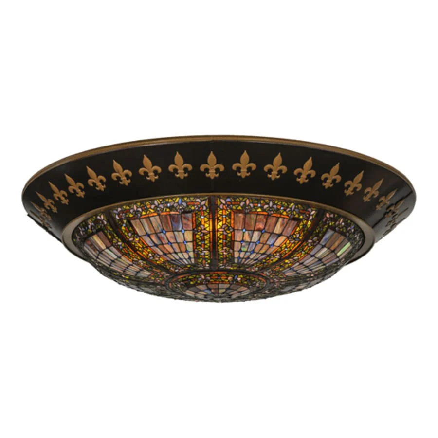 Meyda Tiffany Fleur-de-lis 8 Light 53" Wide Flush Mount Bowl Ceiling Fixture - Image 3