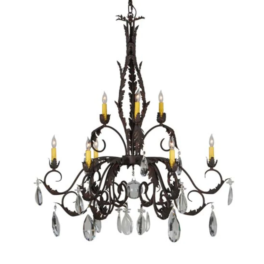 Meyda Tiffany New Country French 9 Light 39" Wide Crystal Candle Style Chandelier - Image 1