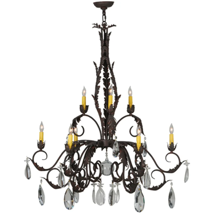 Meyda Tiffany New Country French 9 Light 39" Wide Crystal Candle Style Chandelier - Image 2