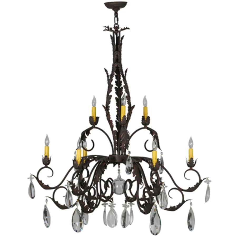 Meyda Tiffany New Country French 9 Light 39" Wide Crystal Candle Style Chandelier - Image 3