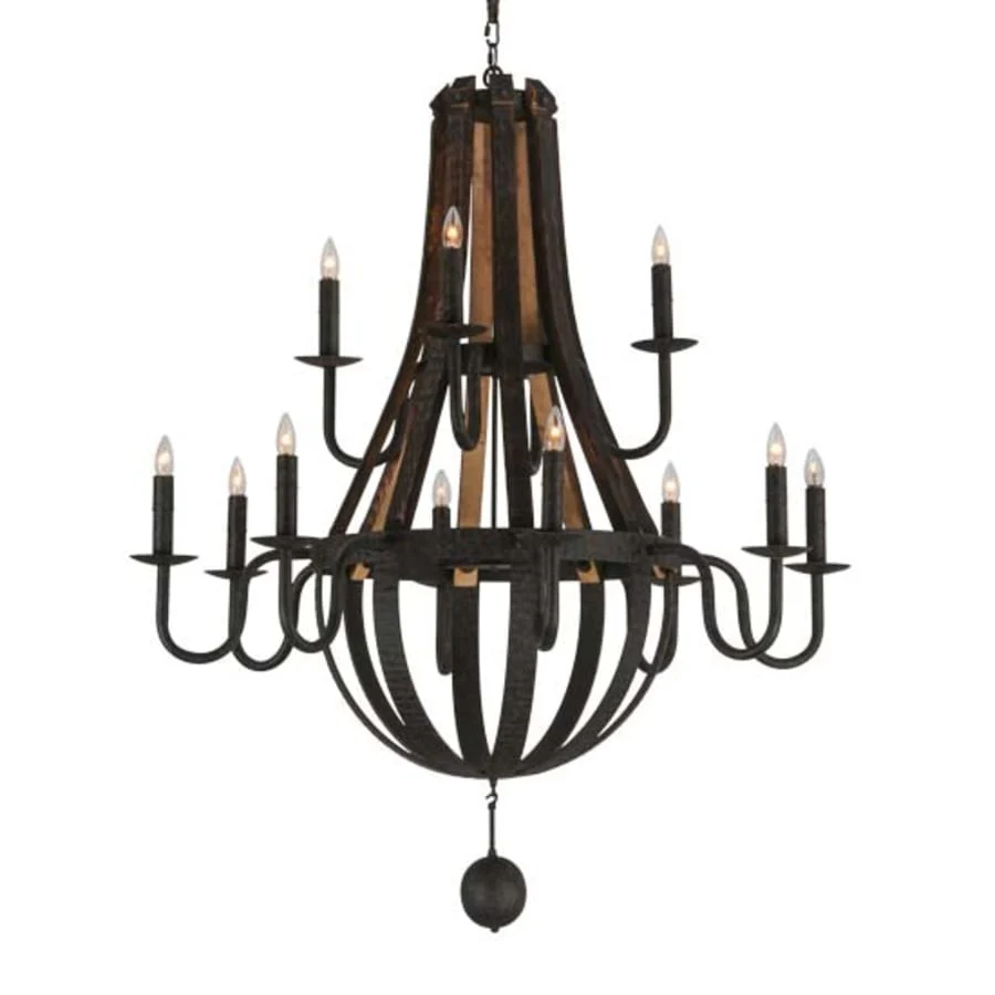 Meyda Tiffany Barrel Stave Madera 12 Light 48" Wide Taper Candle Empire Chandelier - Image 1