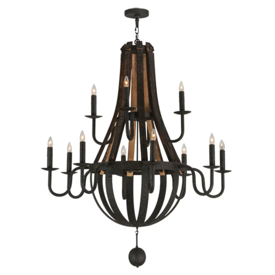 Meyda Tiffany Barrel Stave Madera 12 Light 48" Wide Taper Candle Empire Chandelier - Image 2