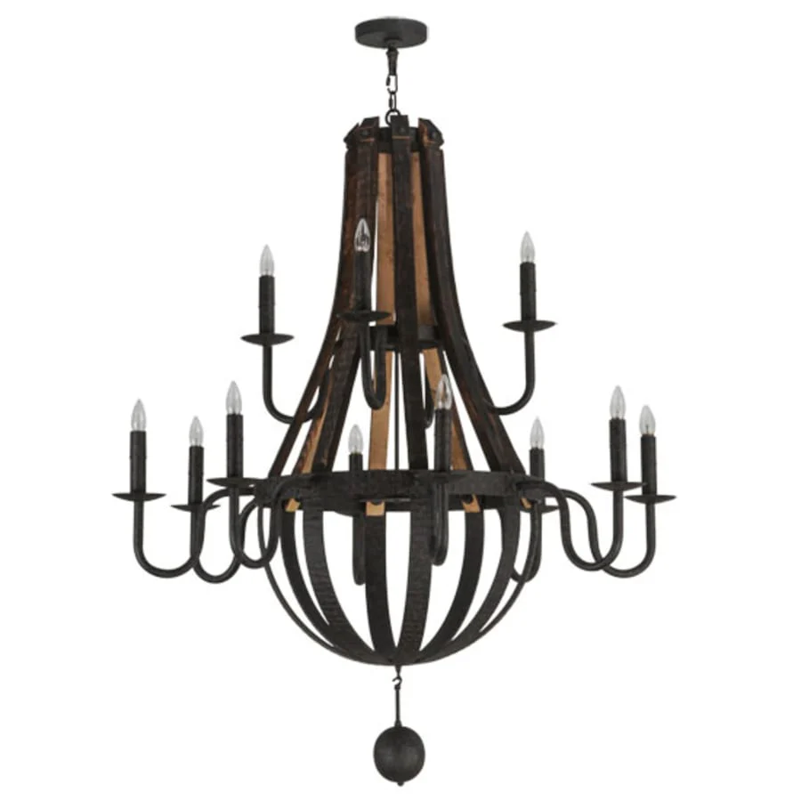 Meyda Tiffany Barrel Stave Madera 12 Light 48" Wide Taper Candle Empire Chandelier - Image 3