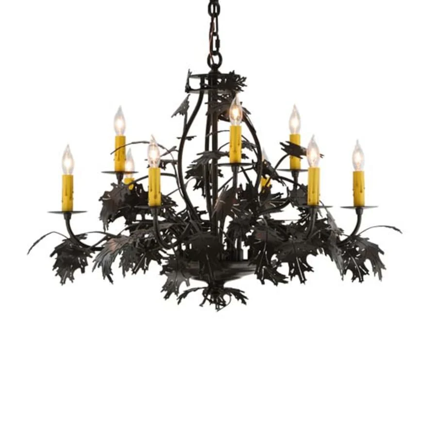 Meyda Tiffany Oak Leaf and Acorn 9 Light 32" Wide Taper Candle Style Chandelier - Image 1