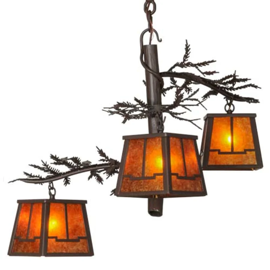 Meyda Tiffany Pine Branch Valley View 3 Light 28" Wide Chandelier - Image 1