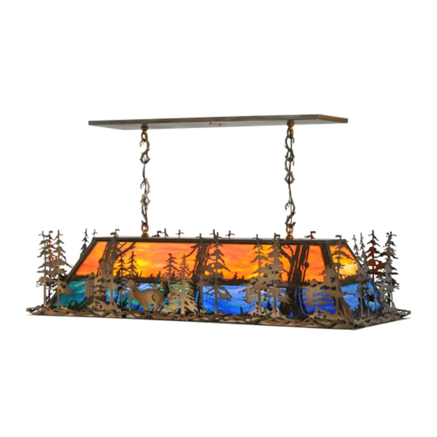Meyda Tiffany Deer Through the Trees 9 Light 51" Wide Linear Pendant - Image 1
