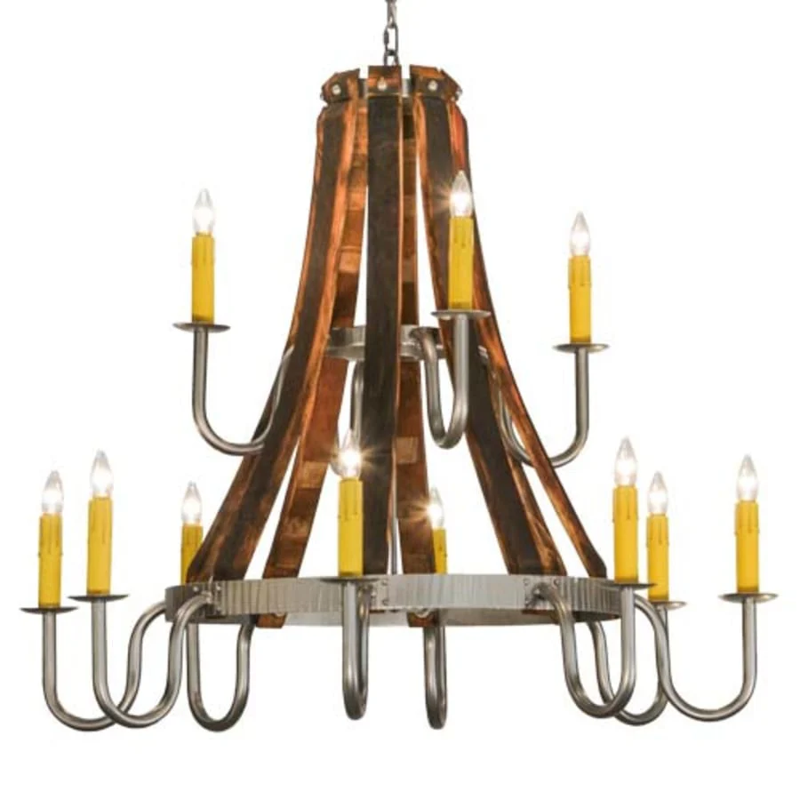 Meyda Tiffany Barrel Stave Madera 12 Light 44" Wide Taper Candle Style Chandelier - Image 1