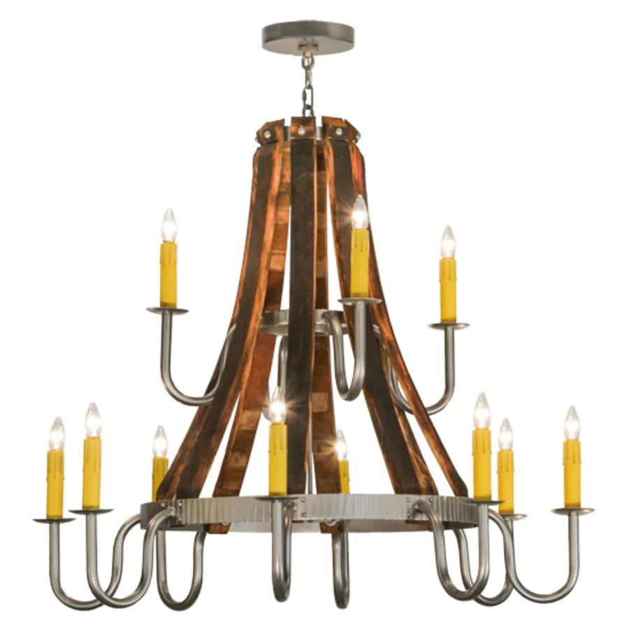 Meyda Tiffany Barrel Stave Madera 12 Light 44" Wide Taper Candle Style Chandelier - Image 2