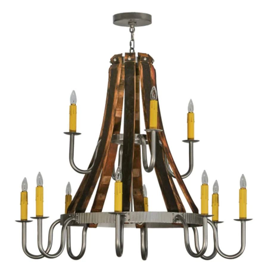 Meyda Tiffany Barrel Stave Madera 12 Light 44" Wide Taper Candle Style Chandelier - Image 3