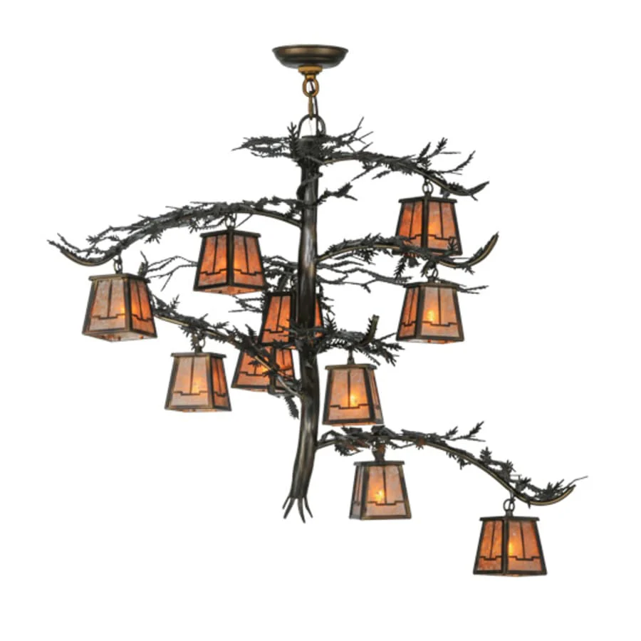 Meyda Tiffany Pine Branch Valley View 10 Light 39" Wide Chandelier with Glass Shades - Image 1