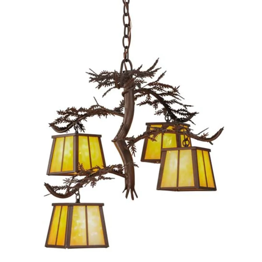 Meyda Tiffany Pine Branch 4 Light 28" Wide Chandelier - Image 1
