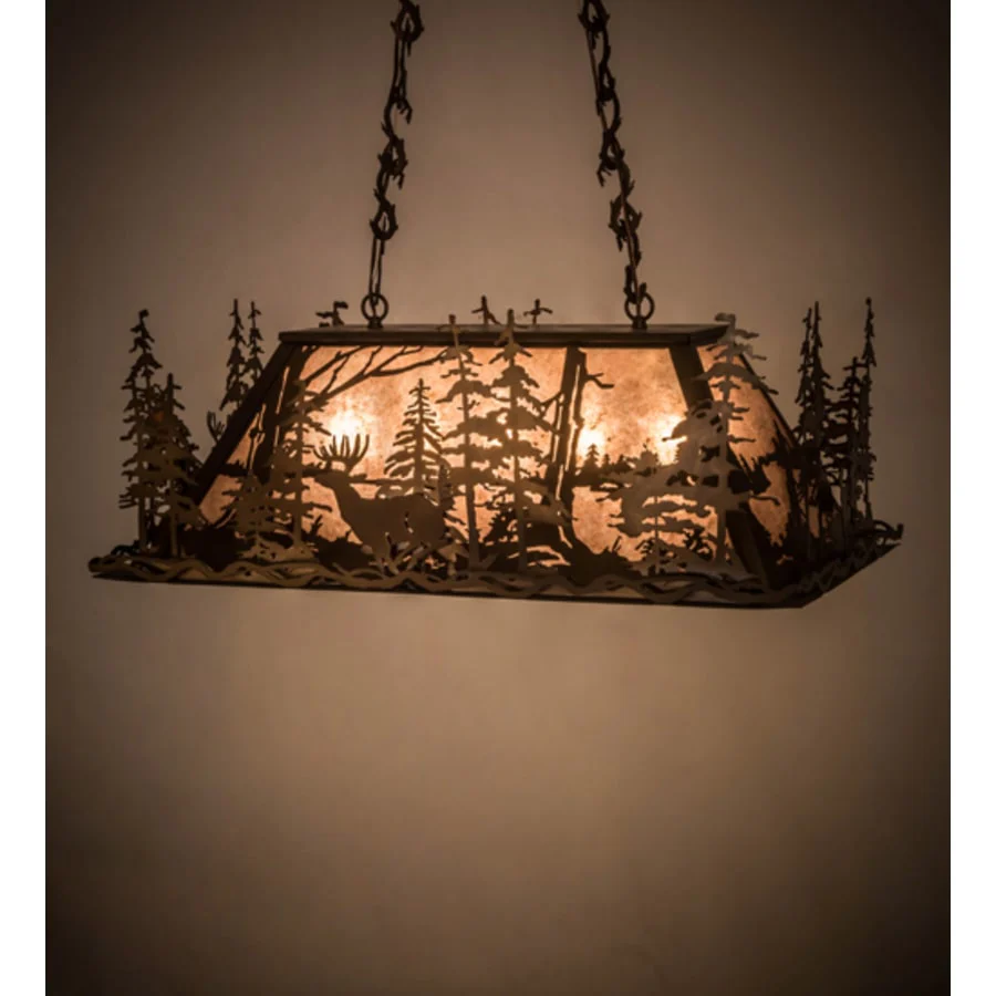 Meyda Tiffany Deer through the Trees 5 Light 34" Wide Linear Pendant - Image 1