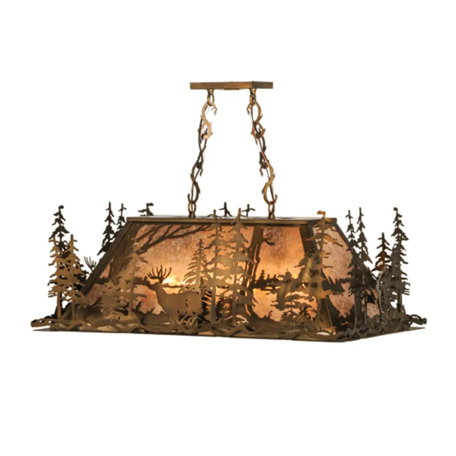 Meyda Tiffany Deer through the Trees 5 Light 34" Wide Linear Pendant - Image 3
