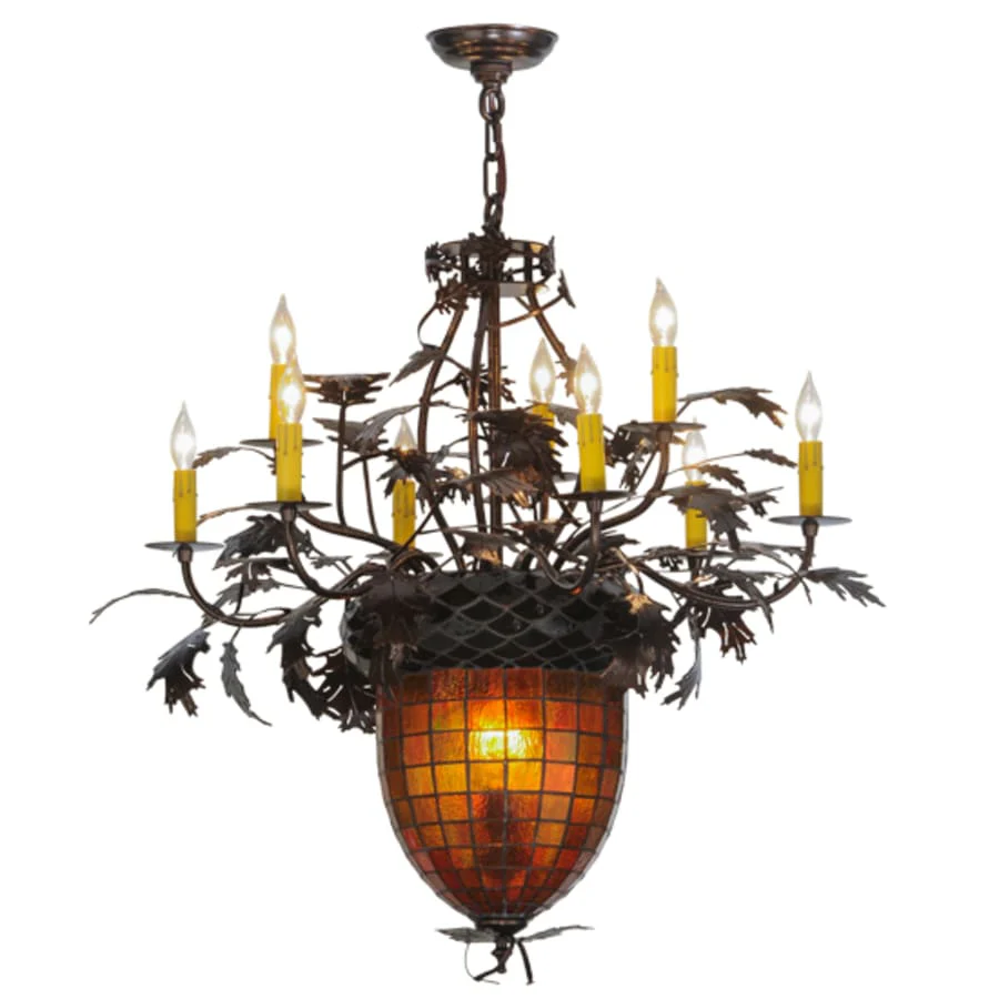 Meyda Tiffany Greenbriar Oak 11 Light 32" Wide Taper Candle Style Chandelier - Image 2