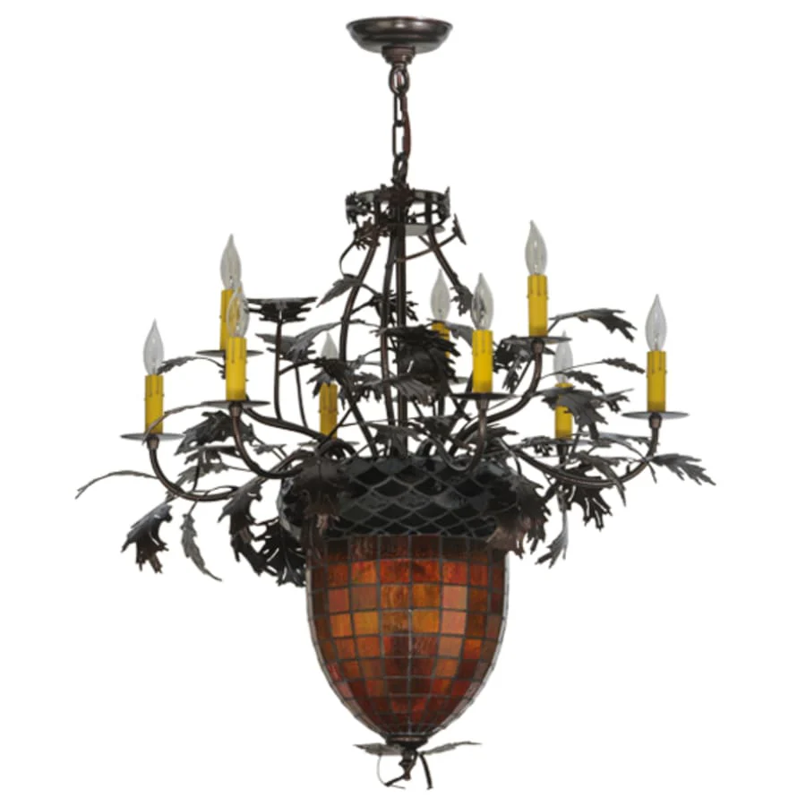 Meyda Tiffany Greenbriar Oak 11 Light 32" Wide Taper Candle Style Chandelier - Image 3