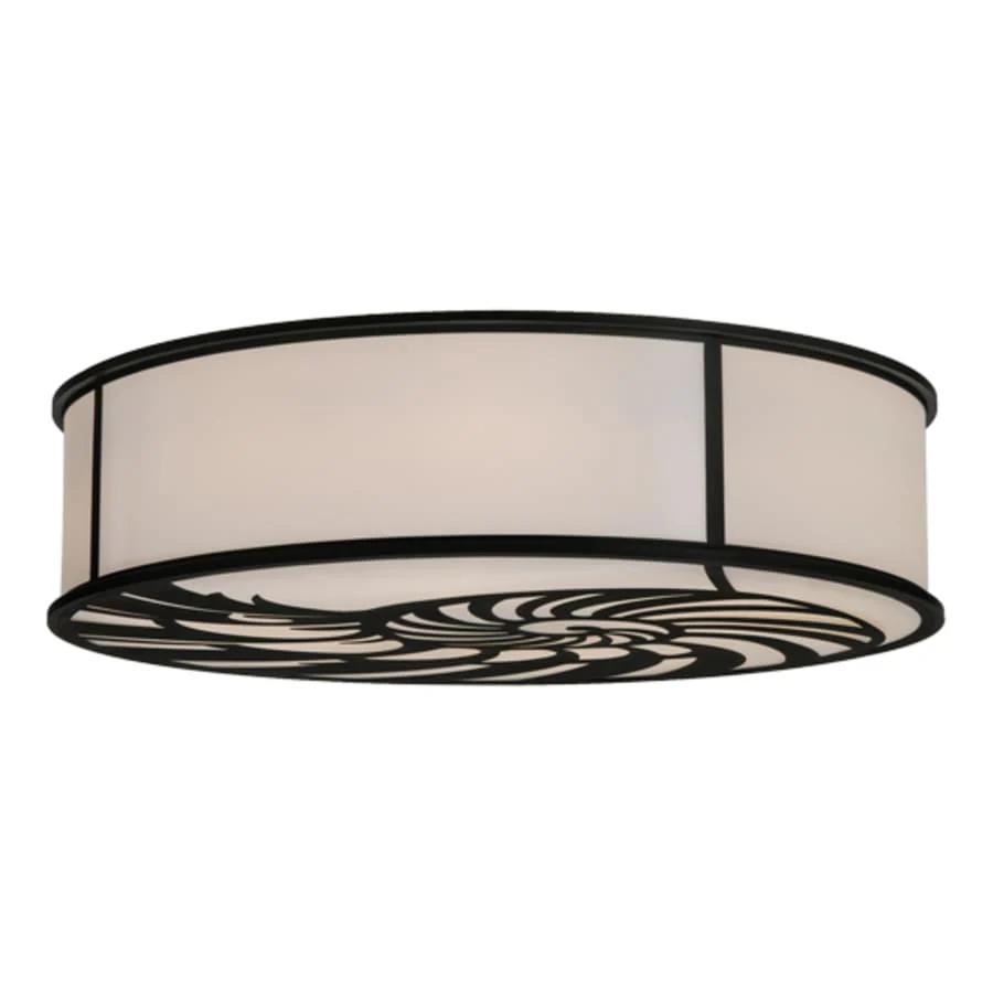 Meyda Tiffany Nautilus 10 Light 60" Wide Flush Mount Drum Ceiling Fixture - Textured Black Finish - Image 1