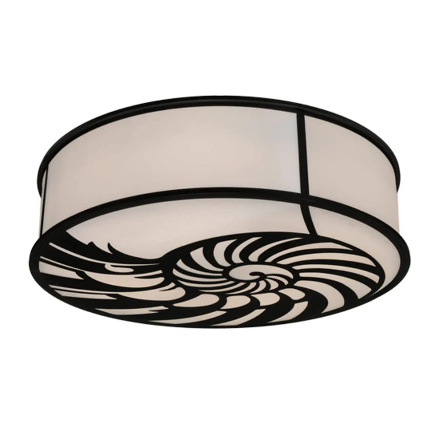 Meyda Tiffany Nautilus 10 Light 60" Wide Flush Mount Drum Ceiling Fixture - Textured Black Finish - Image 3